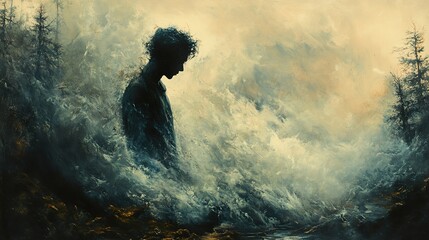 Fototapeta premium Surreal Landscape with a Solitary Figure