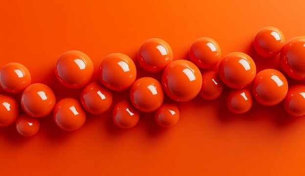 3D Glossy Orange Spheres on Vibrant Orange Background

