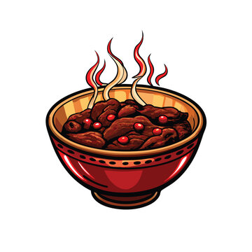 recommend clip art: A realistic vector illustration of a steaming bowl of Sichuan hot pot.