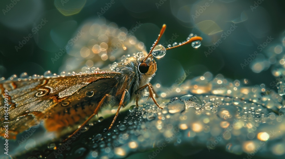 Sticker A Dew-Covered Butterfly