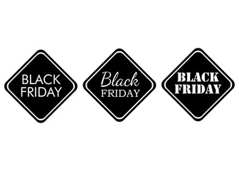 Colección de señales con texto Black Friday. Grupo de carteles de aviso para el Black Friday 