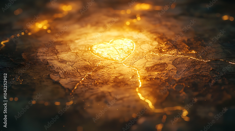 Fototapete illuminated heart a radiant glow on a textured surface capturing emotion and beauty in a unique arti