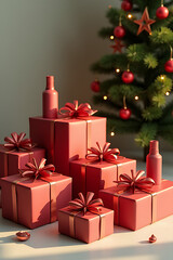 Fototapeta premium case holiday products gift boxes christmas tree digitally illustrations renders branding cosmetic purposes always