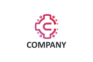 C technology logo vector colorful design