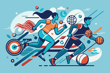 Dynamic Sports Line Art Illustrations