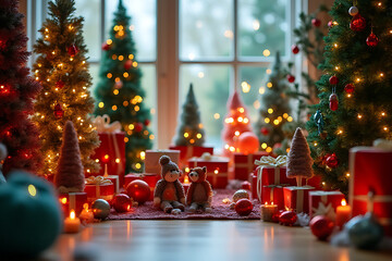 colorful trees festive figures adorn homes merry holiday season filled joy giving loved ones