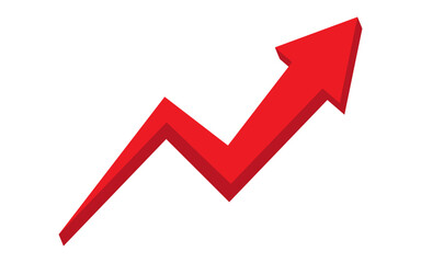 Red grow arrow icon. Success icon. Profit logo.
