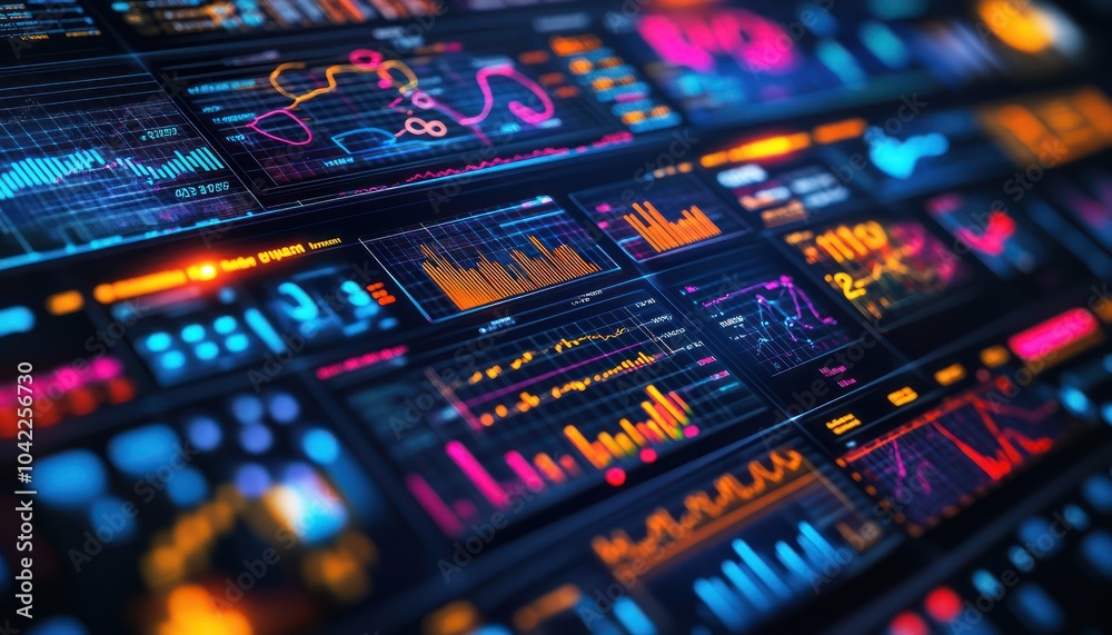 Wall mural a colorful array of scientific data and graphs displayed on a digital screen showcasing the integrat