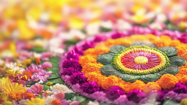 A beautiful arrangement of flowers showcases intricate patterns and colors for a festive event