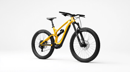 Naklejka premium Yellow Mountain Bike Isolated on White Background