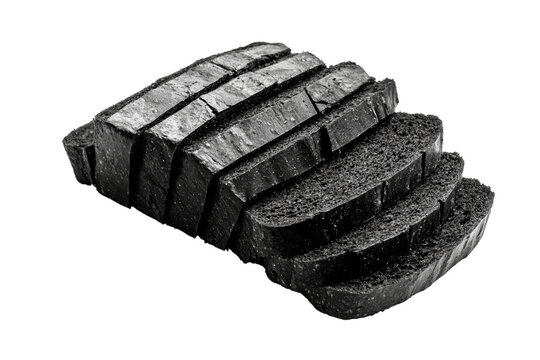 Sliced ​​black bread , showcasing its unique color and texture,Isolated on transparent background