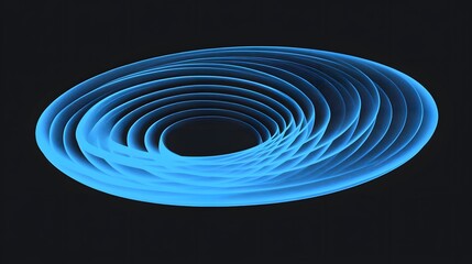 Blue Spiral on Black Background, Abstract, Minimalist, Geometric, Texture, Pattern Background, Wallpaper, Cover and Screen for Smartphone, PC, Laptop, 9:16 and 16:9 Format