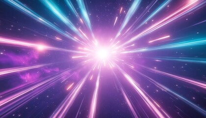 Obraz premium Cosmic Speed Lines Abstract Light Trails, Digital Art, Galaxy, Space Exploration, Light Speed, Neon, Cosmic