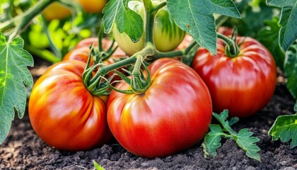 Ripe Tomatoes on the Vine, Close-up, Agriculture, Gardening, Produce, Vegetables, Food