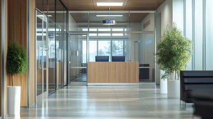 Fototapeta premium Entrance of the bank office's room. 