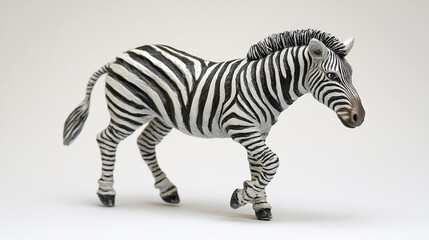 Fototapeta premium Zebra Figurine Toy Wildlife Animal Model Black White Stripes Isolated Background