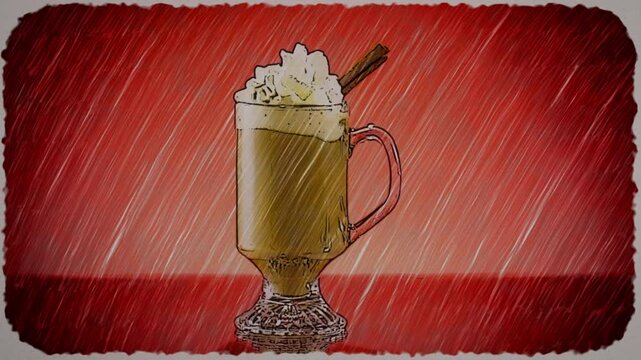 Hand Drawn Sketched Fancy Latte