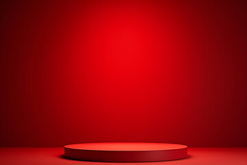 Fototapeta premium mock christmas set backdrop features red background stage podium