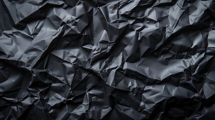 Crumpled dark fabric or paper with sharp folds and texture.