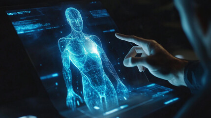 Digital Human Body Anatomy Hologram On Screen
