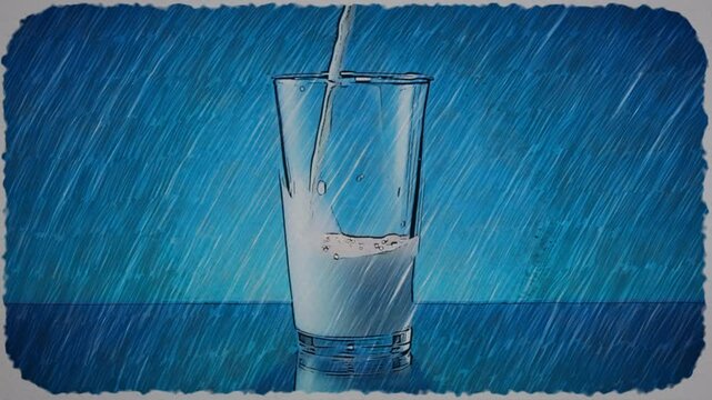 Hand Drawn Sketched Milk Glass Pour Wide