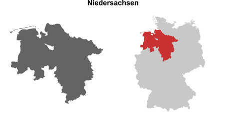 Obraz premium Niedersachsen state blank outline map set