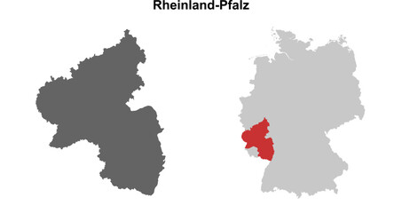 Rheinland-Pfalz state blank outline map set