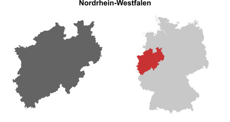 Nordrhein-Westfalen state blank outline map set