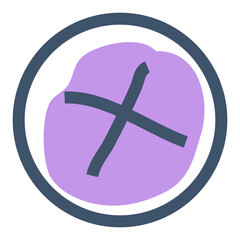 Obraz premium A purple circle with a dark gray cross in the center, within a larger dark gray ring. Ideal for use in themes such as prohibition, error messages, forbidden actions, rejection, and cancellation
