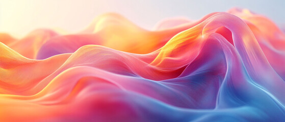 Obraz premium Abstract colorful line waves on light background, 3d render, Background wallpaper design