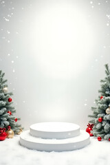 white backdrop snow christmas decorations including podium festive ornaments sets winter holiday scene