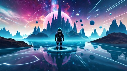 Journey Beyond Reality: Human in a Surreal Metaverse Landscape