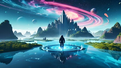 Journey Beyond Reality: Human in a Surreal Metaverse Landscape