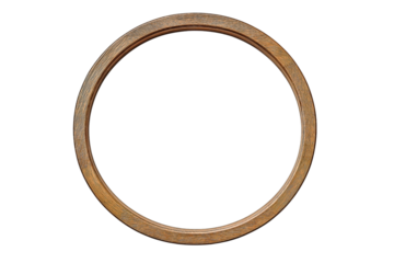 Thin wooden Large Circular frame mock up isolated on transparent background