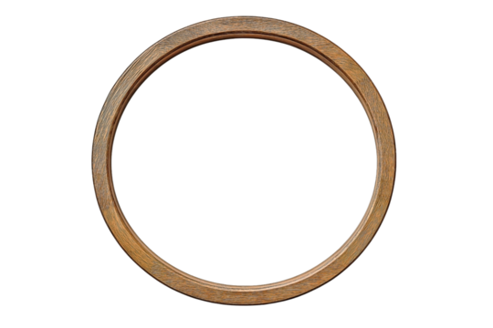 Thin wooden Large Circular frame mock up isolated on transparent background