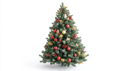 Fototapeta premium Fluffy fir christmas tree with ornaments for holiday decor