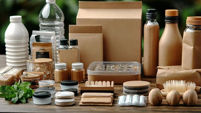 Sustainable Packaging Alternatives for Eco-Friendly Products at a Local Market in Autumn