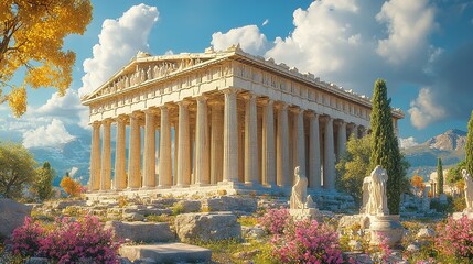 Obraz premium Parthenon, Acropolis, Athens, Greece: Ancient Greek Architecture
