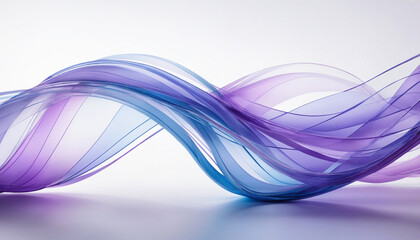 A graceful abstract illustration featuring flowing ribbons in blue and purple gradient tones. The fluid, dynamic shapes create a sense of motion and depth, ideal for modern and minimalistic design pro