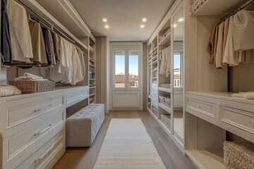 modern hall way white closet super functional