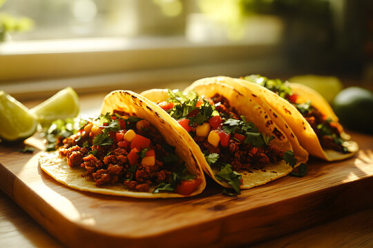 Taccos mexicains sur assiette, gros plan