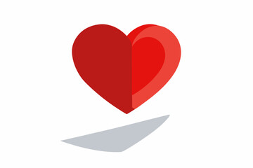 A heart with a 3D shadow.on white