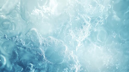 Soft blue cleaning wallpaper with liquid-like swirls and glowing particles creating a fresh feel