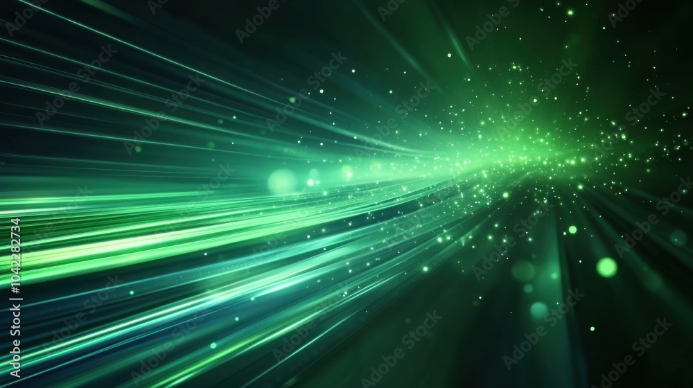 Fototapete Abstract green light rays futuristic speed motion background with tech inspired glow and digital energy effect