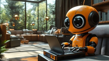 Android assistant with laptop