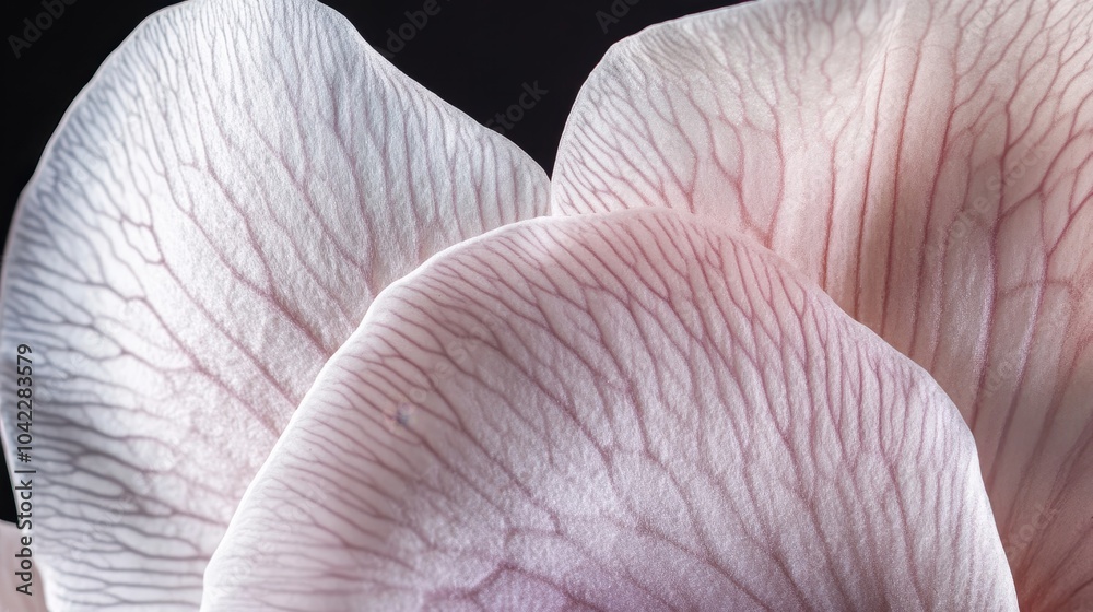 Poster Close-up wallpaper of orchid petal showing fine veins with a smooth dark background