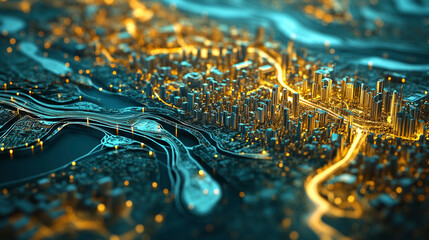 high-tech background with dynamic masterpiece of geospatial data