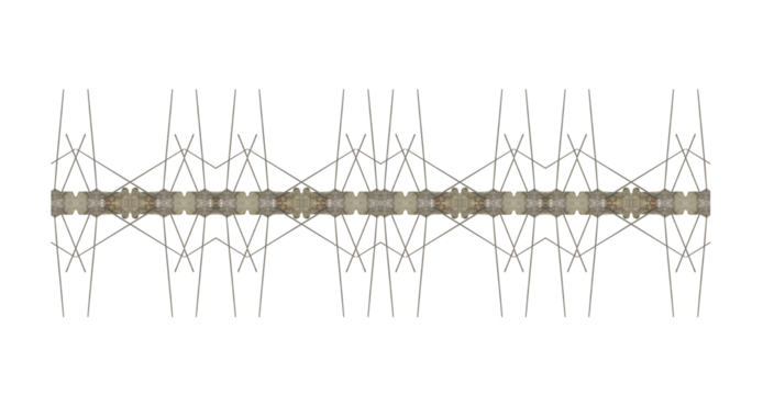 Spikes made of wires. Bird deterrent mounted on the roof of the building. On isolated transparent background. Place copies of the photo side by side to increase the size.