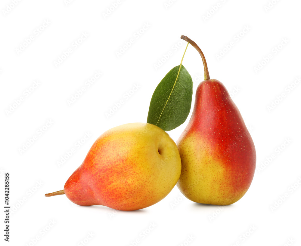 Poster Fresh ripe juicy pears isolated on white