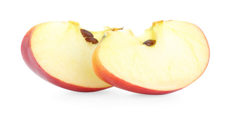 Slices of fresh ripe apple isolated on white
